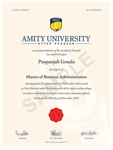 Sample Degree Certificate