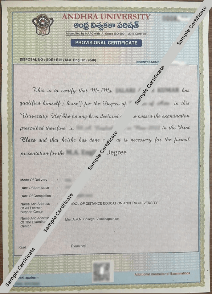 Sample Degree Certificate
